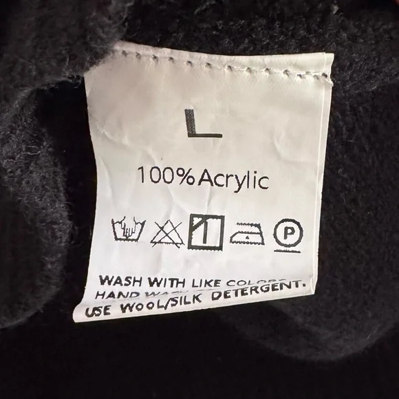 Black Faux Fur Trim Off-Shoulder Sweater Soft Knit Pullover Holiday Party Large - Picture 4 of 4